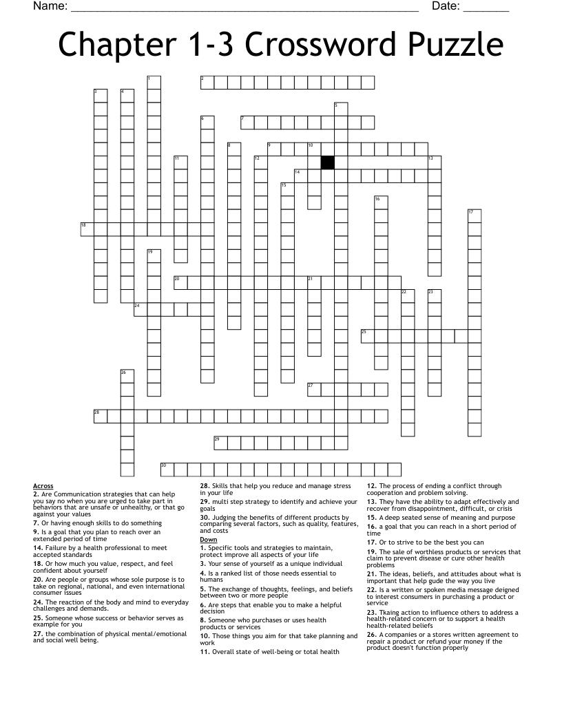 Chapter 1 3 Crossword Puzzle WordMint