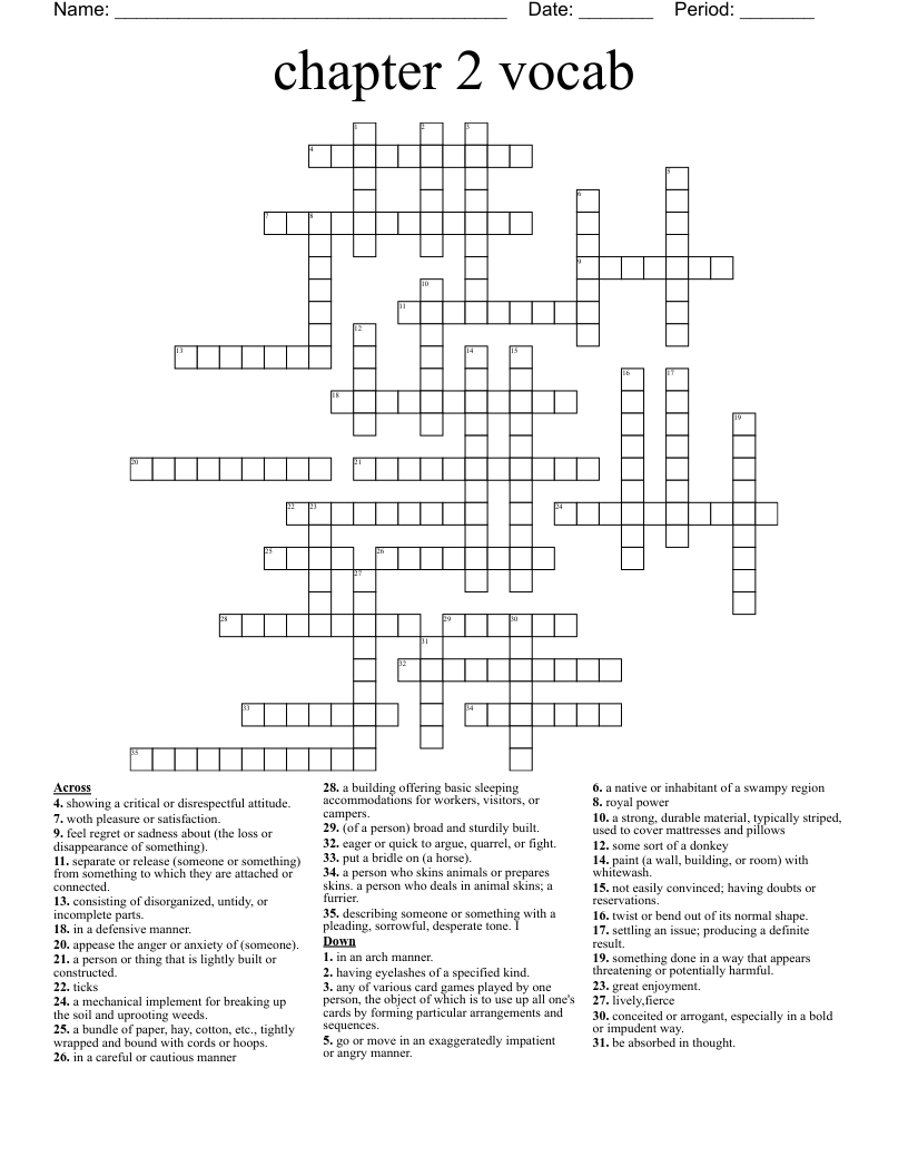 Chapter 2 Vocab Crossword WordMint
