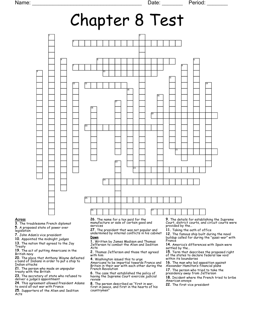 Chapter 8 Test Crossword WordMint