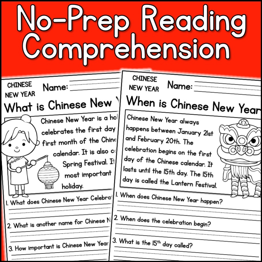 Chinese New Year Holidays Reading Comprehension Passages K 2 Made By Teachers