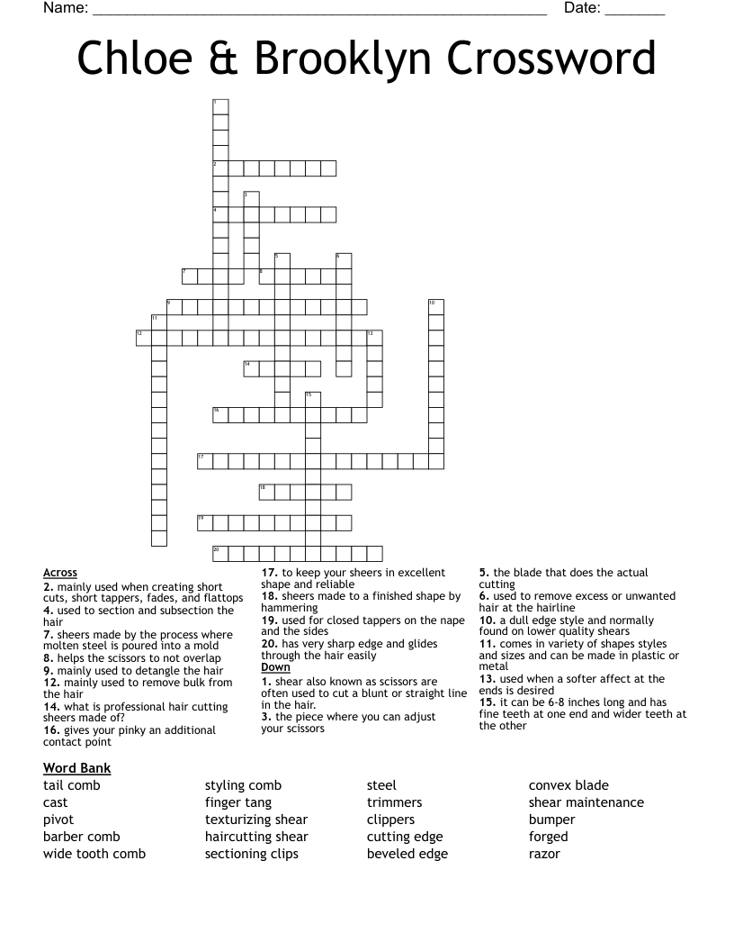 Chloe Brooklyn Crossword WordMint Chloe Brooklyn Crossword WordMint