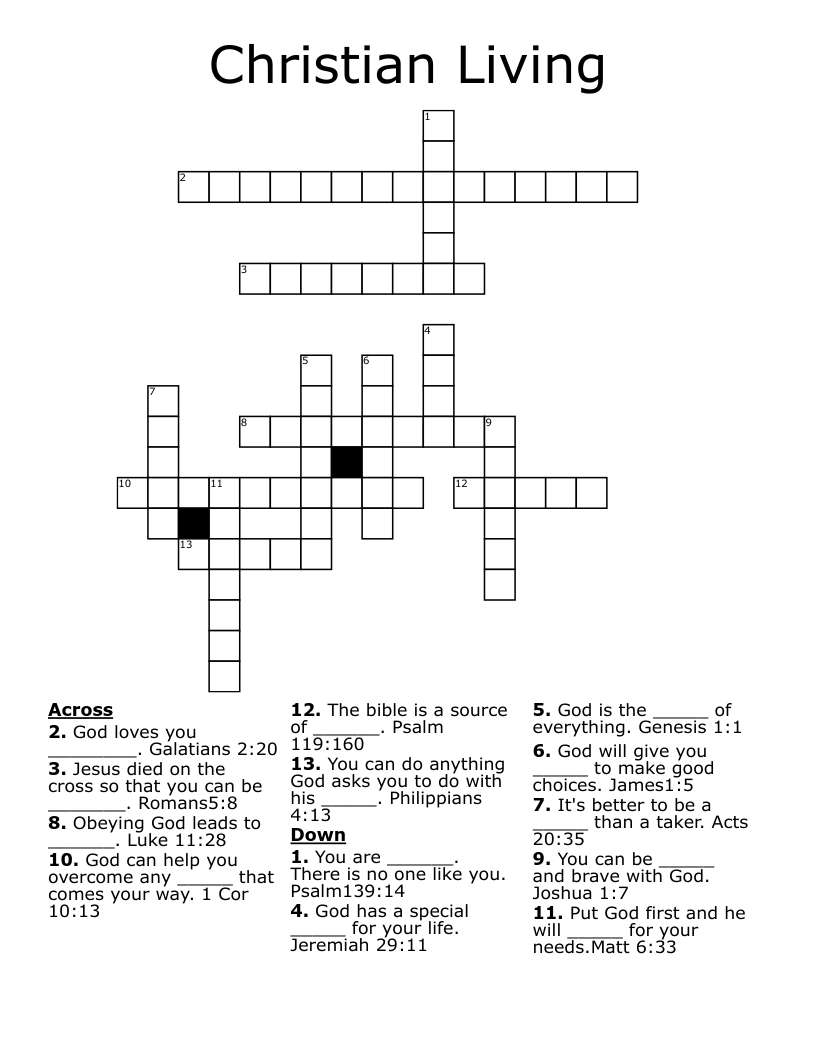 Christian Living Crossword WordMint