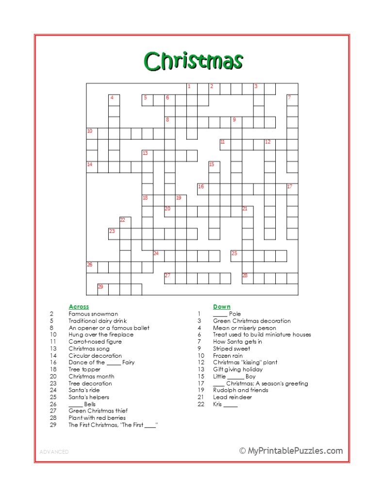 printable crosswords for teens