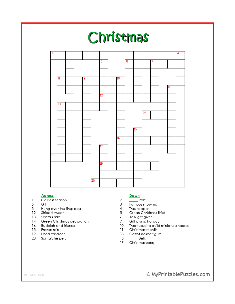 crossword puzzle for students