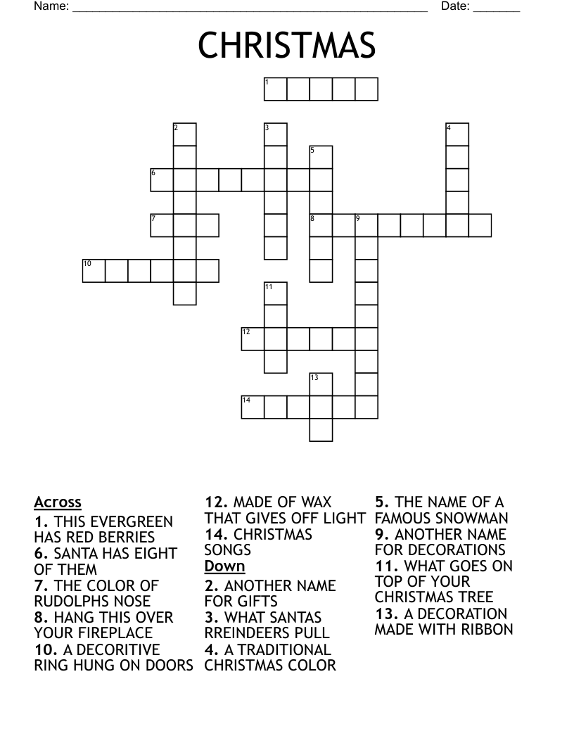 CHRISTMAS Crossword WordMint