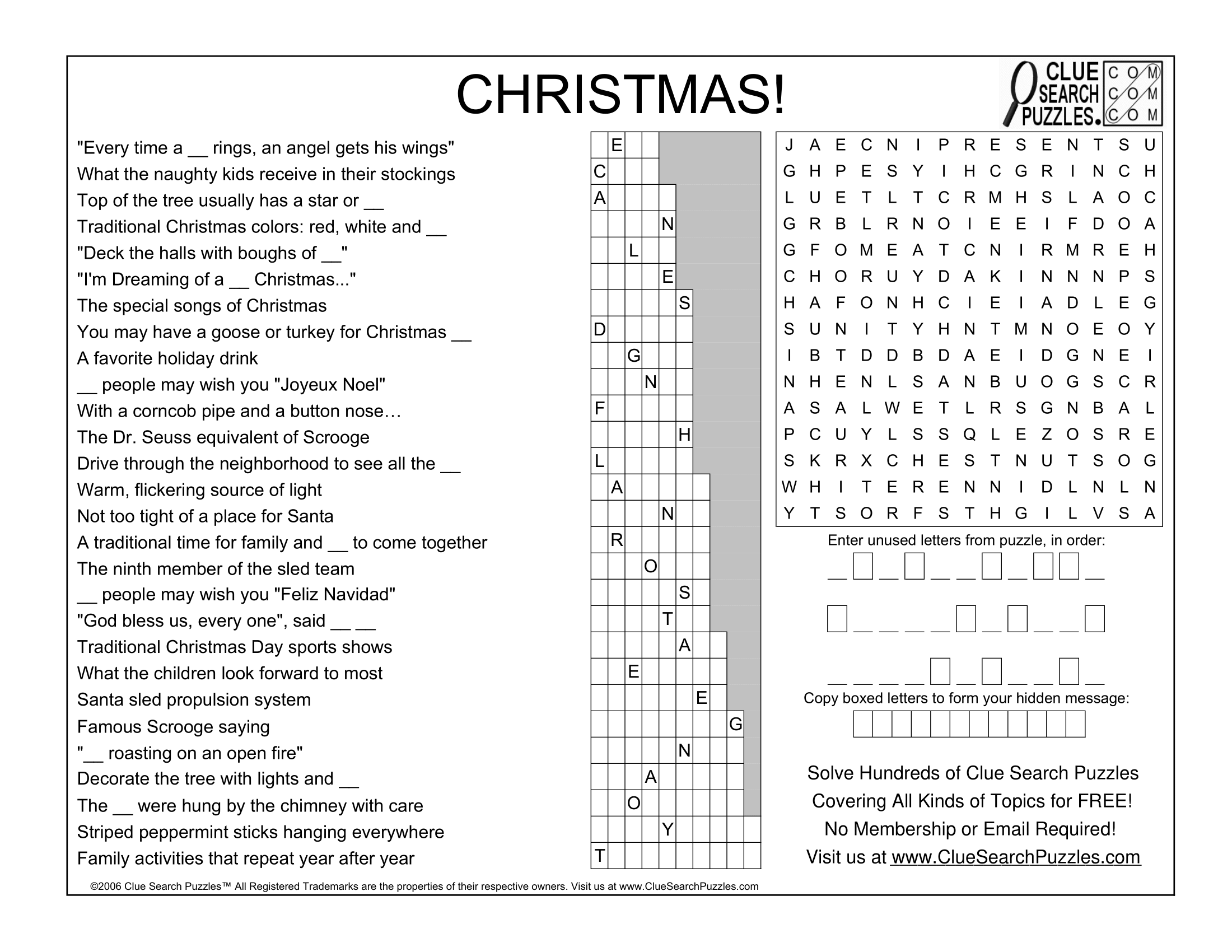 Christmas Puzzle Solution Clue Search Puzzles