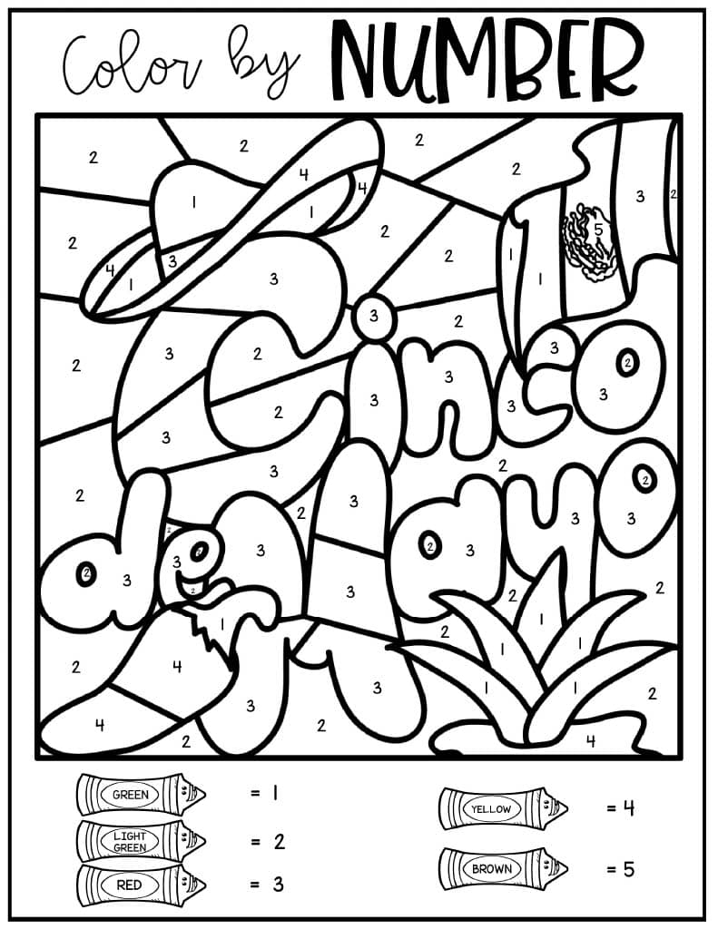 Cinco De Mayo Color By Number Kids Activity Zone