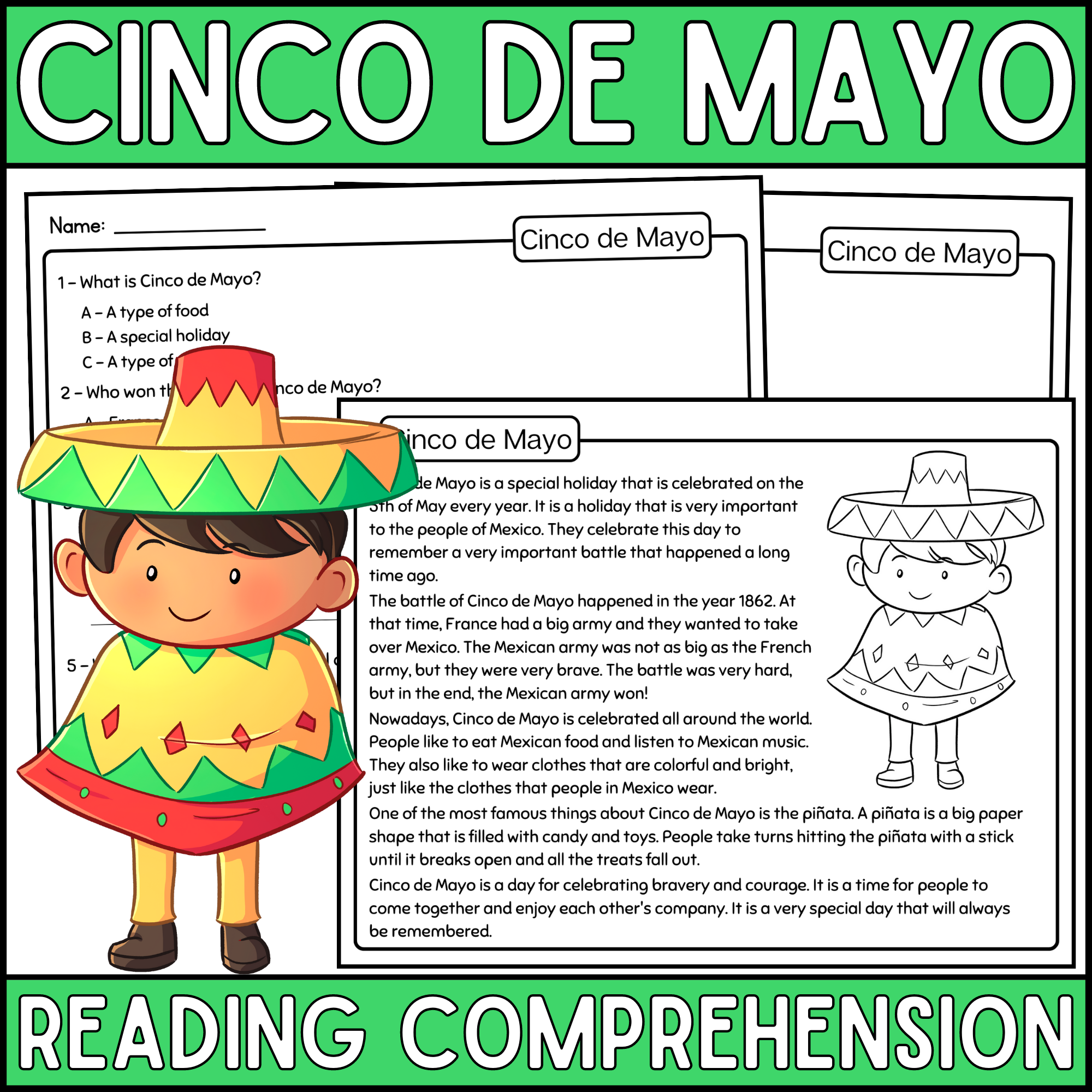 cinco de mayo comprehension worksheet