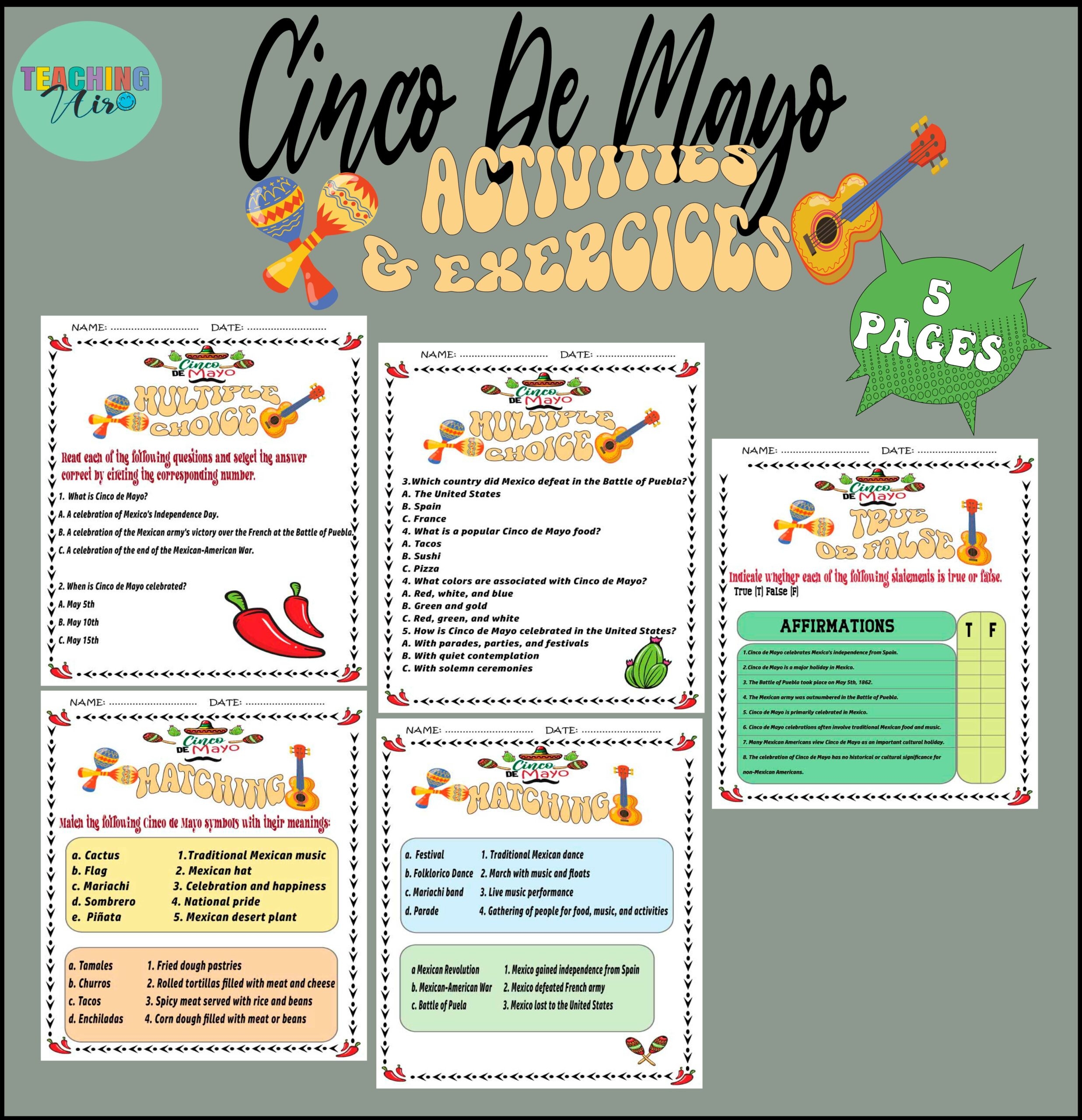 Cinco De Mayo Worksheets Cinco DeMayo Activity For Students On 5th May Made By Teachers