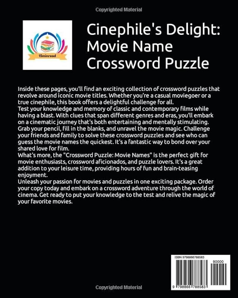 Cinephile s Delight Movie Name Crossword Puzzle Magical Christmas Series For Kids 15minread 9798866788583 Amazon Books