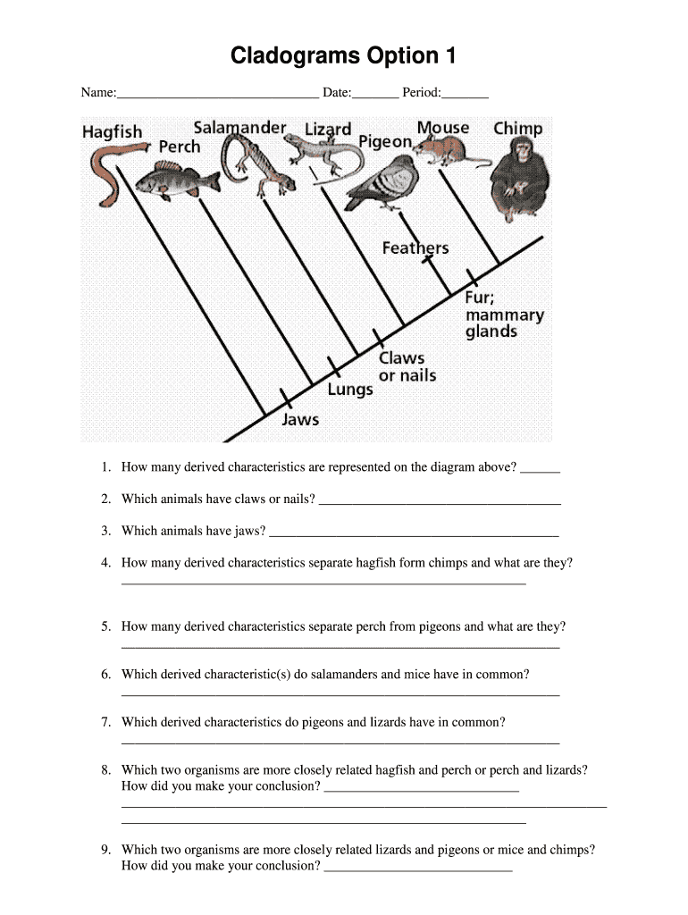 cladograms gizmo answer key