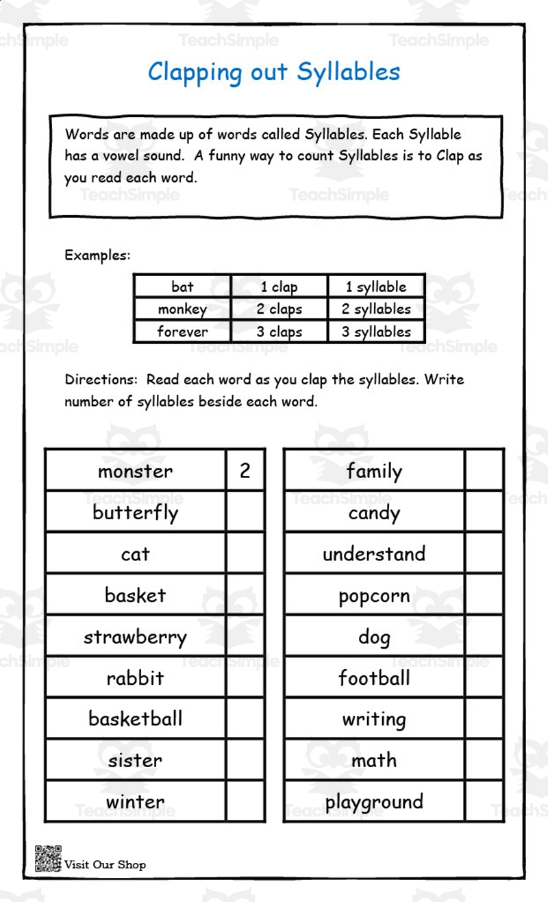 4th grade syllable worksheets pdf