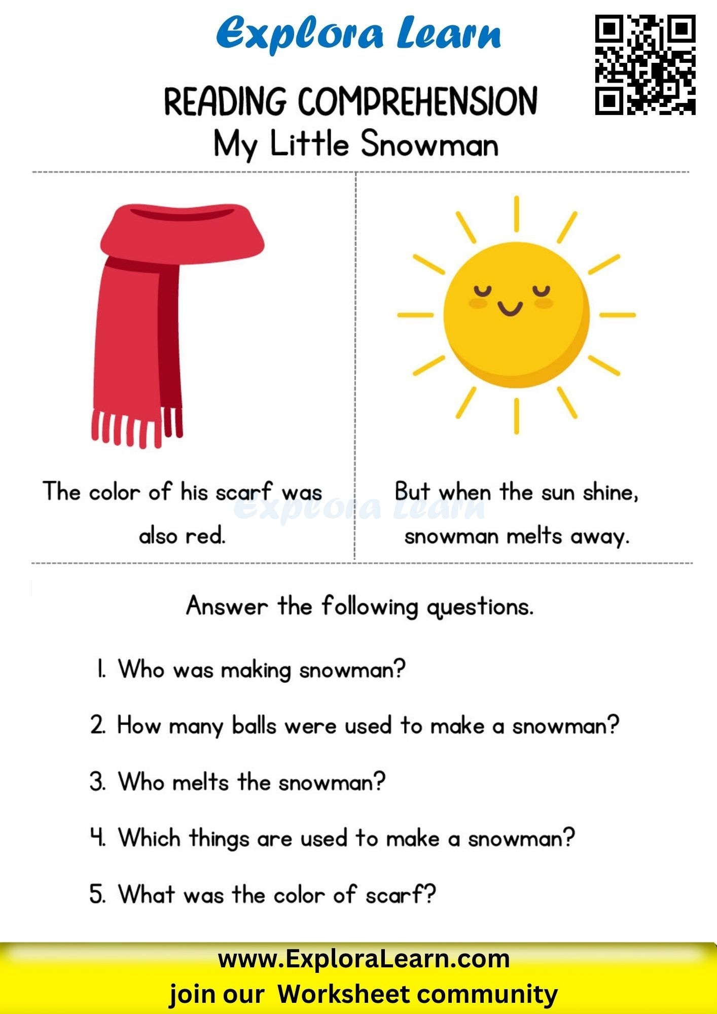 class 1 comprehension worksheets