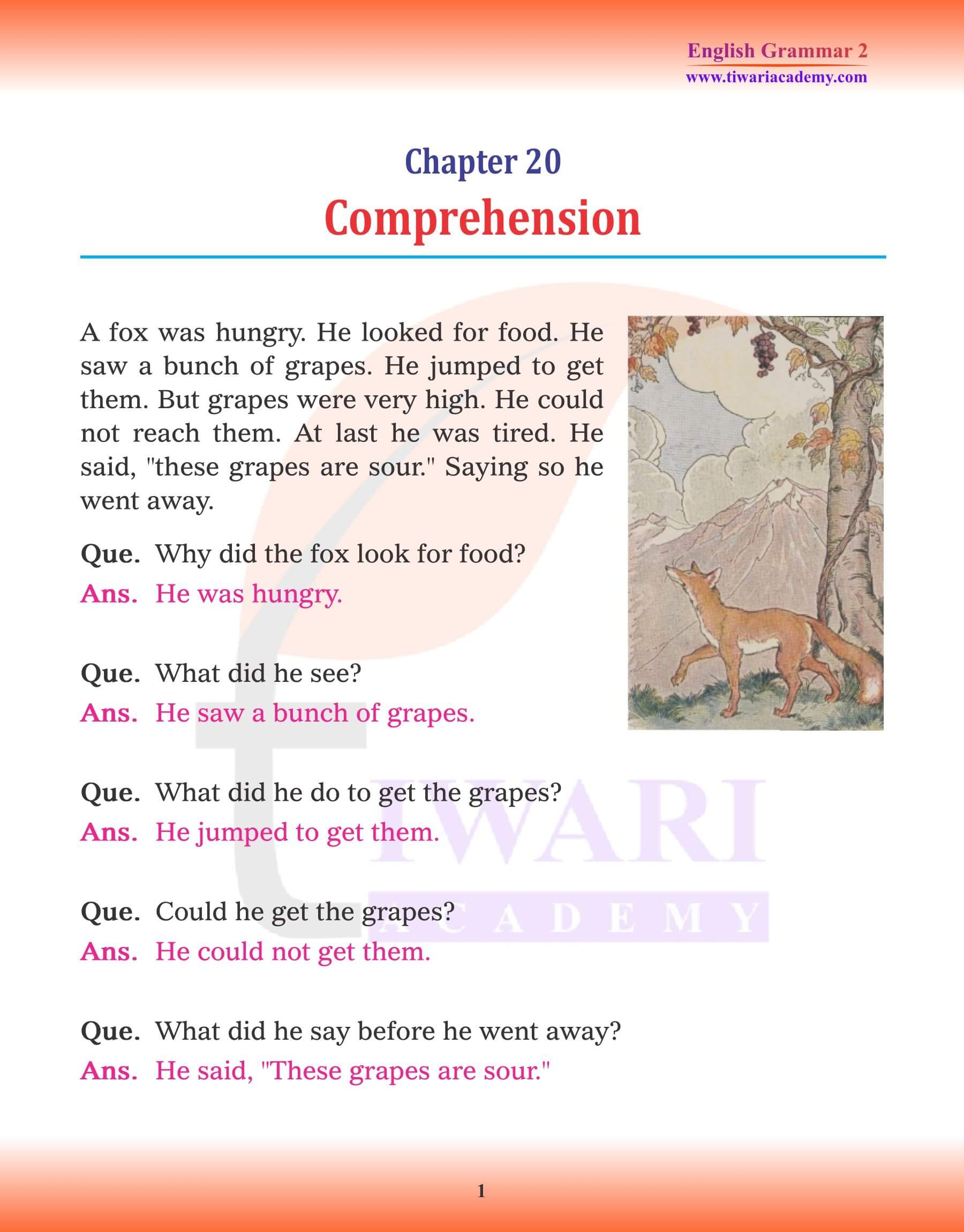 Class 2 English Grammar Chapter 20 Comprehension For Session 2025 26