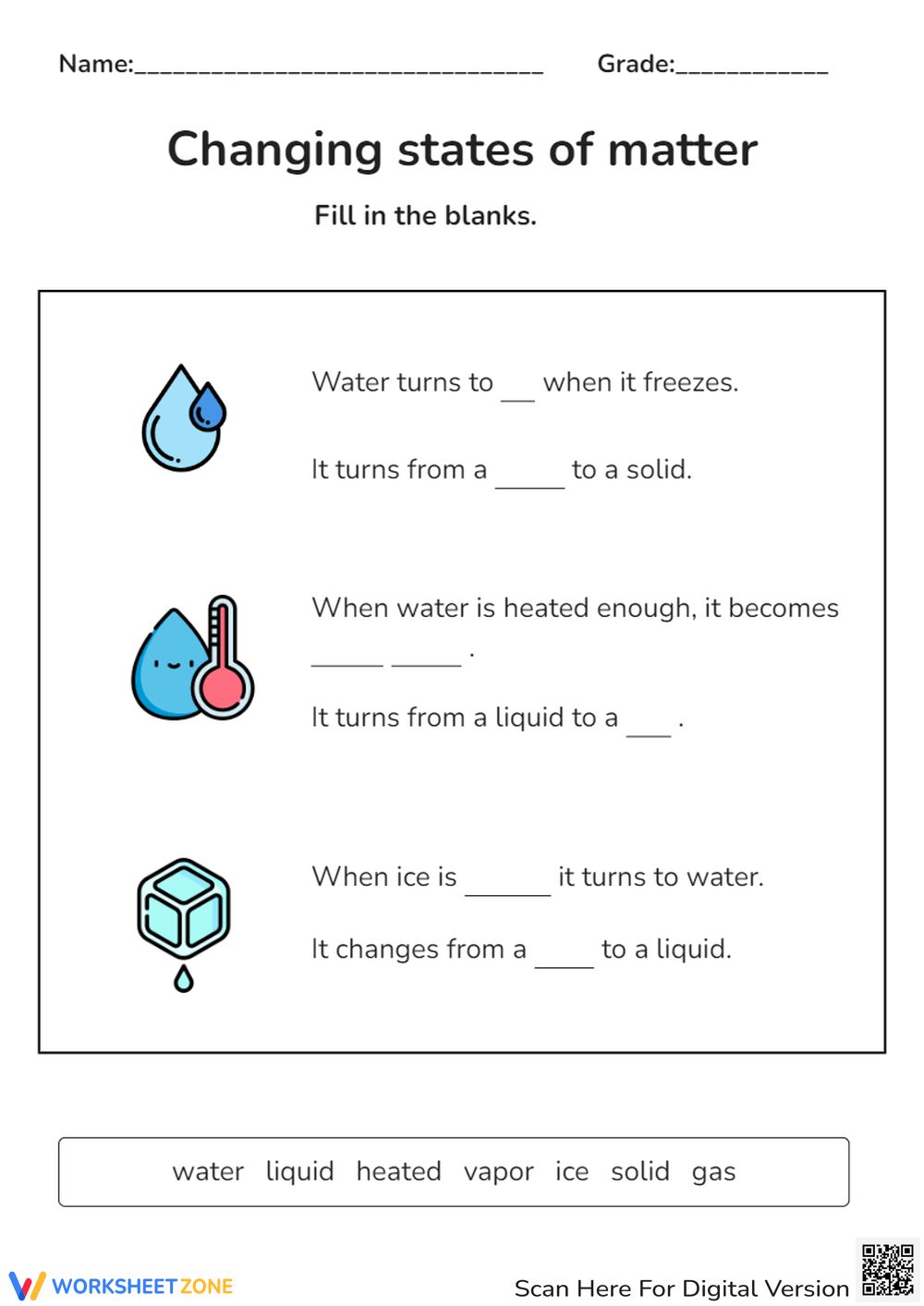 Classification Of Matter Solid Liquid Gas Worksheets Printable