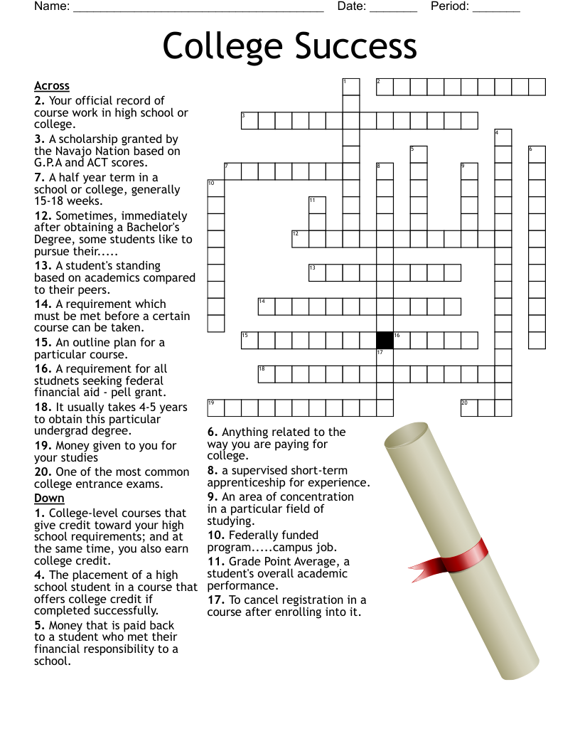 COLLEGE ENTRANCE EXAMS Crossword WordMint