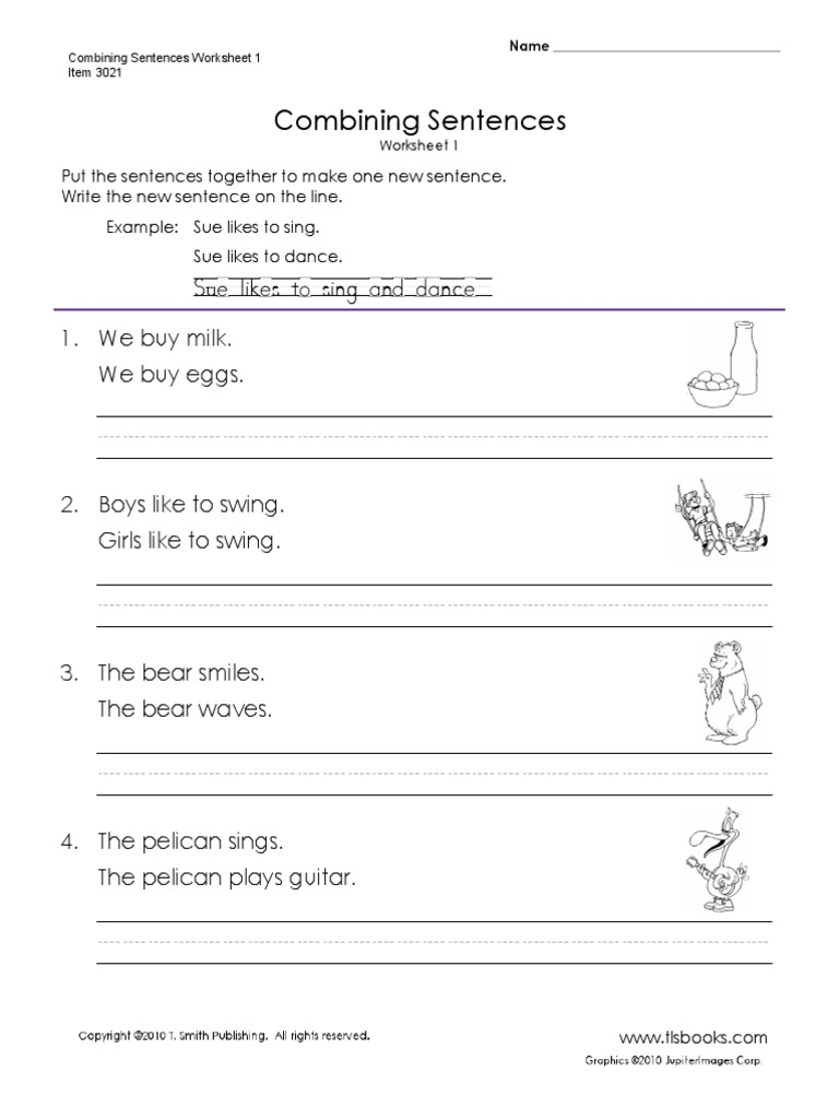 Combining Sentences PDF Worksheets Library