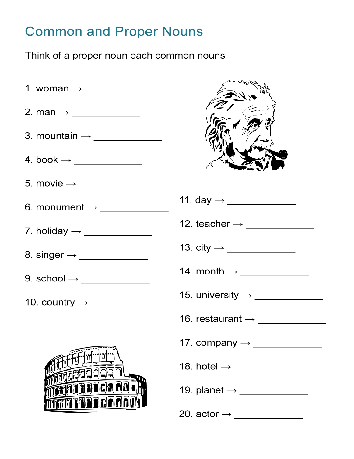 Common And Proper Nouns Worksheet Brainstorming Activity ALL ESL Worksheets Library
