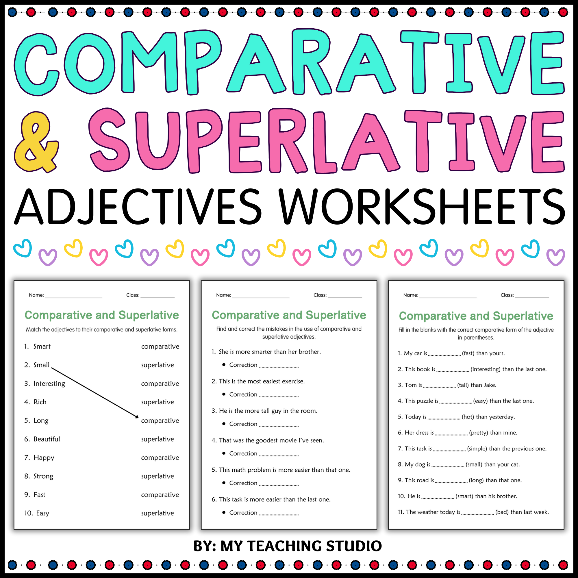 Comparative And Superlative Adjectives Grammar Worksheets For Grade 3 Made By Teachers