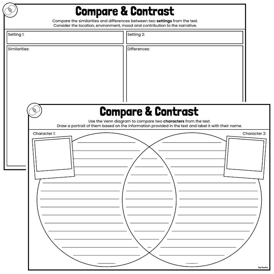 Compare Contrast General Comprehension Worksheets Top Teacher