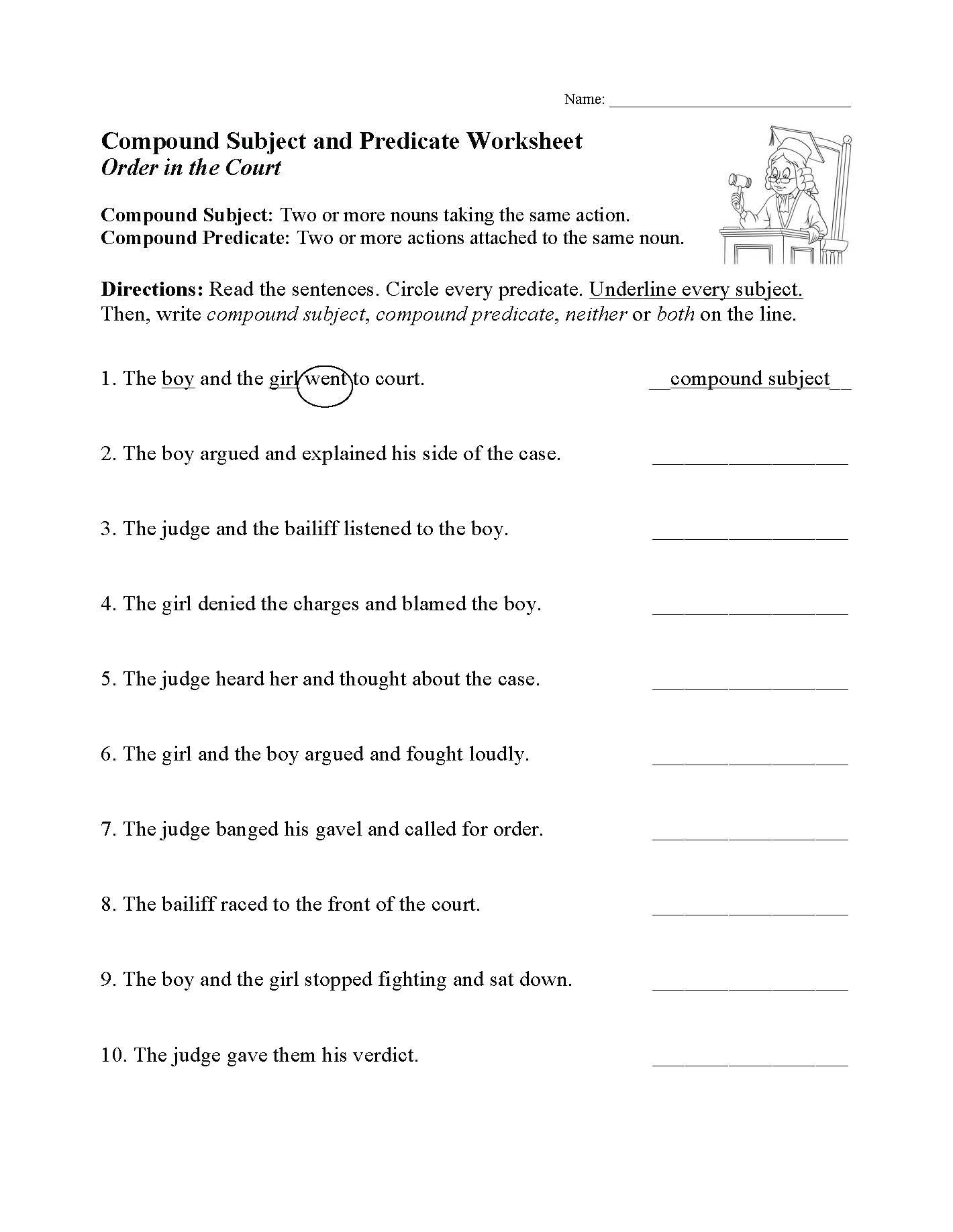 subject and predicate worksheet