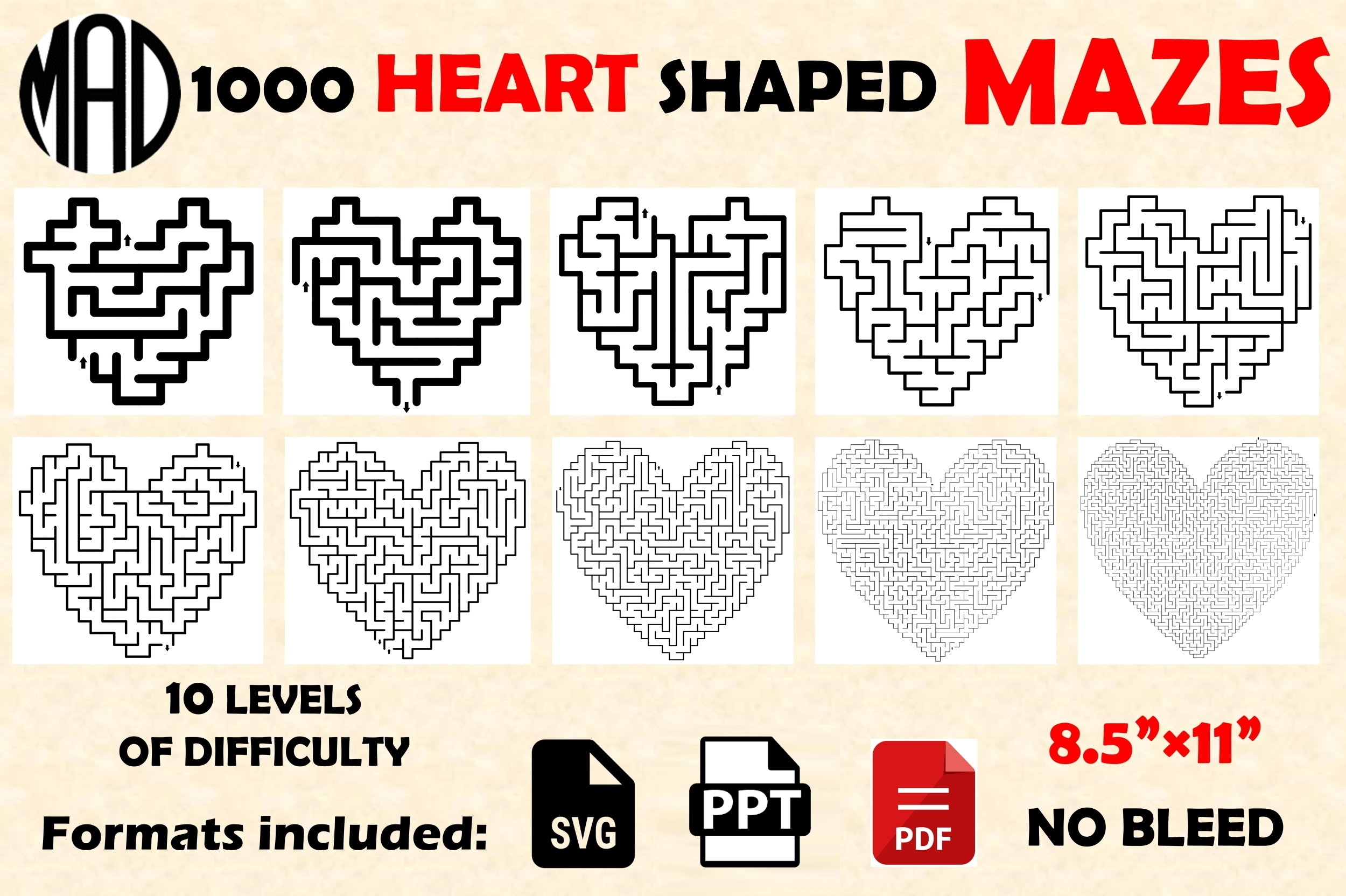 Computer Generated Heart Shaped Mazes