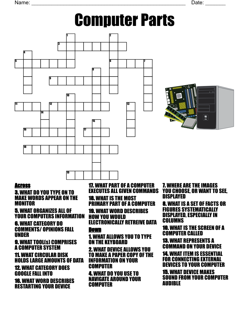 Computer Parts Crossword WordMint