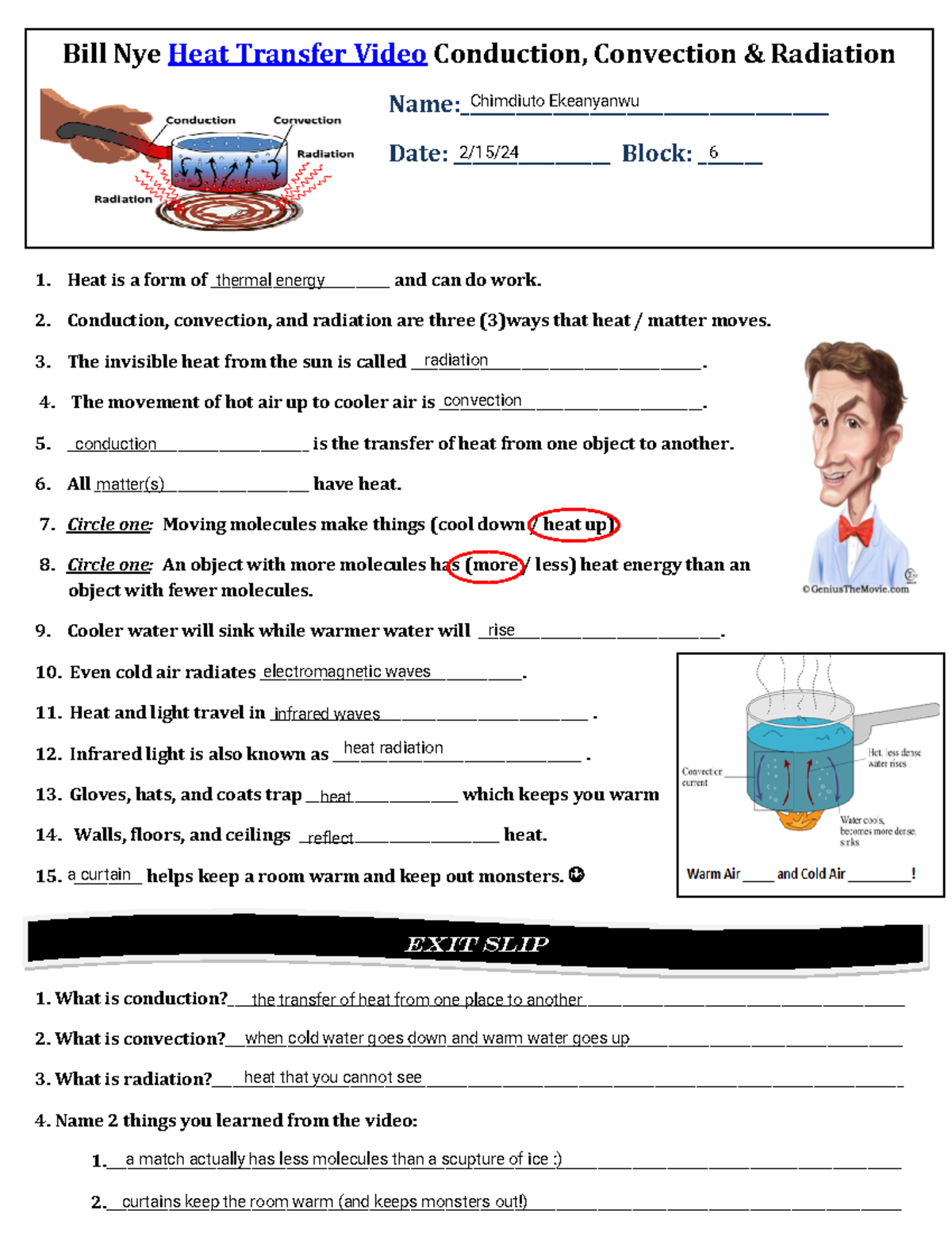 Conduction Convection Or Radiation Worksheet Science 101 Studocu
