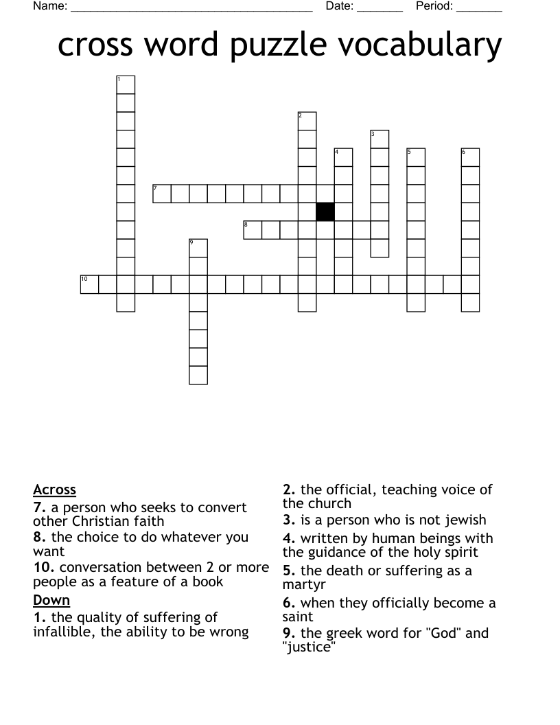 Cross Word Puzzle Vocabulary WordMint