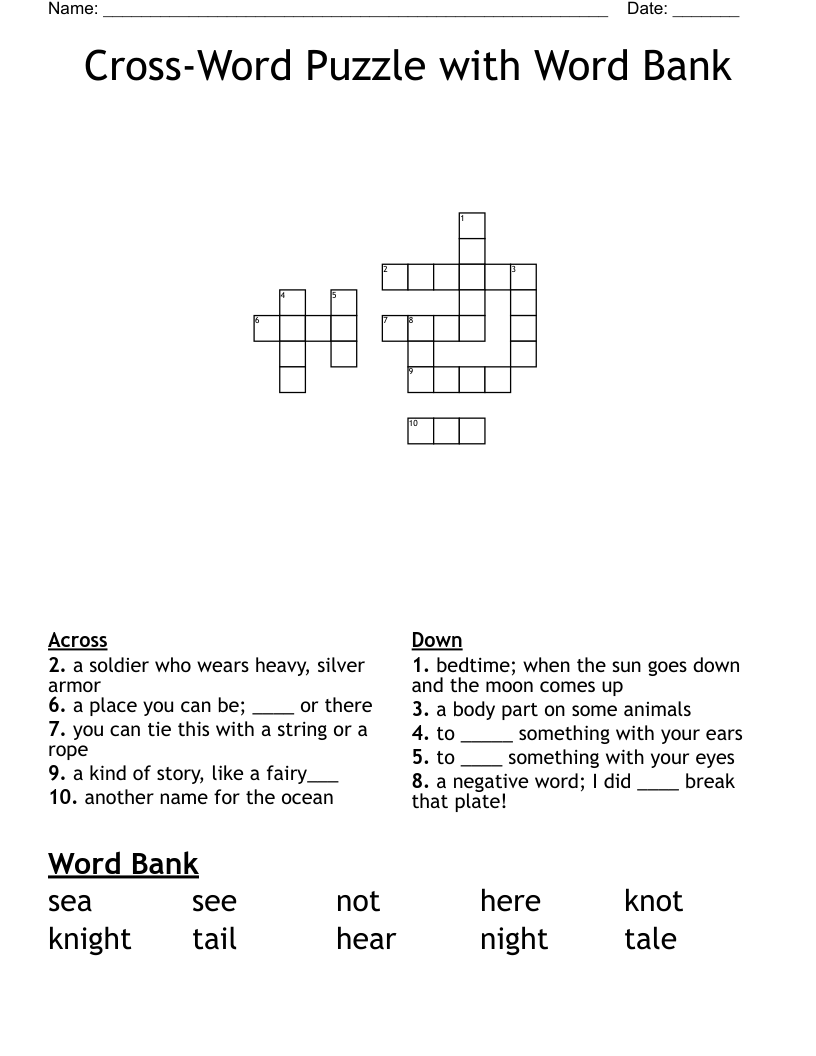 simple crossword puzzles printable