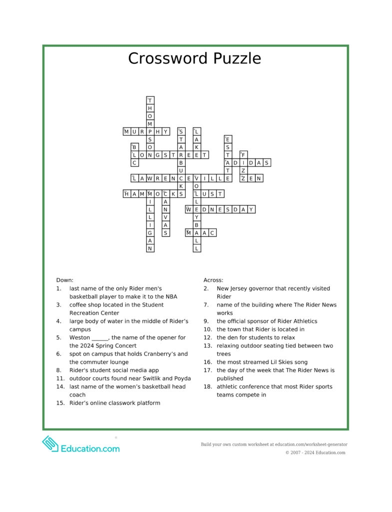 Crossword Answers The Rider News