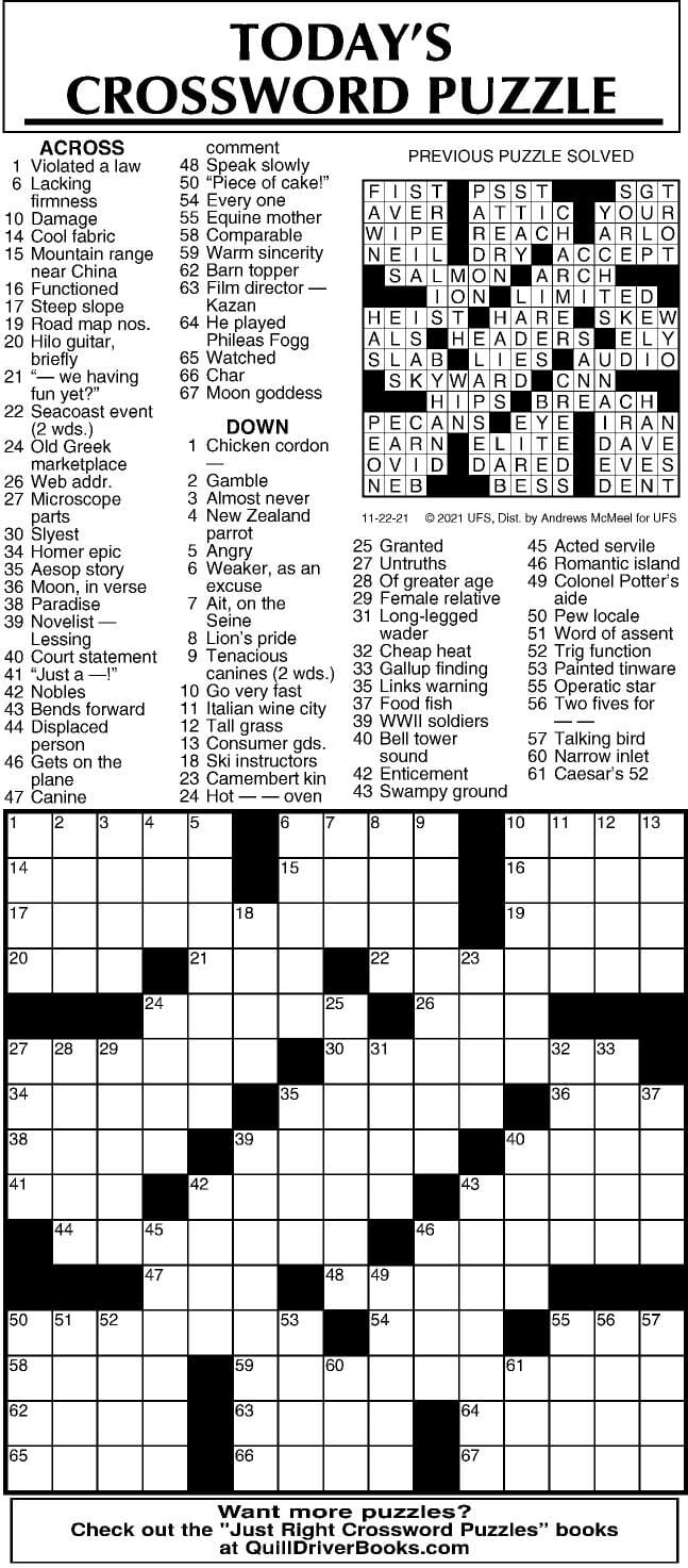 Crossword By McMeel 11 22 Messenger inquirer