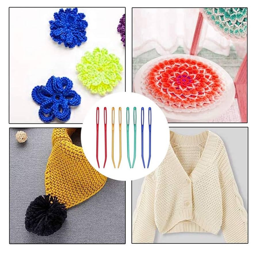 Crossword Clue 7 Piece Large Eye Blunt Tip Aluminum Weaving Needles For Yarn Fabric Darning Needle Set
