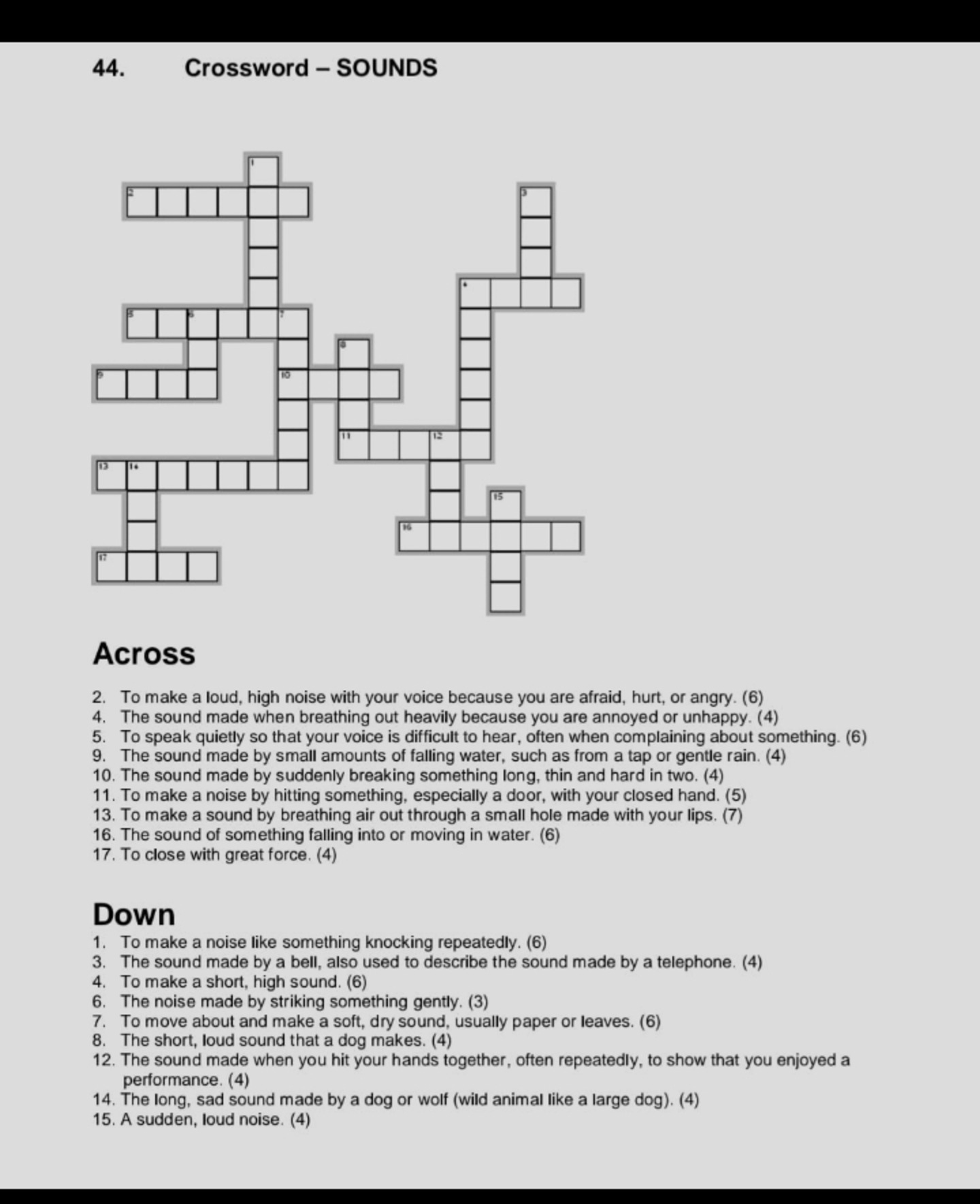 Crossword SOUNDS Across To Make A Loud High Noise With Your Voice Bec 