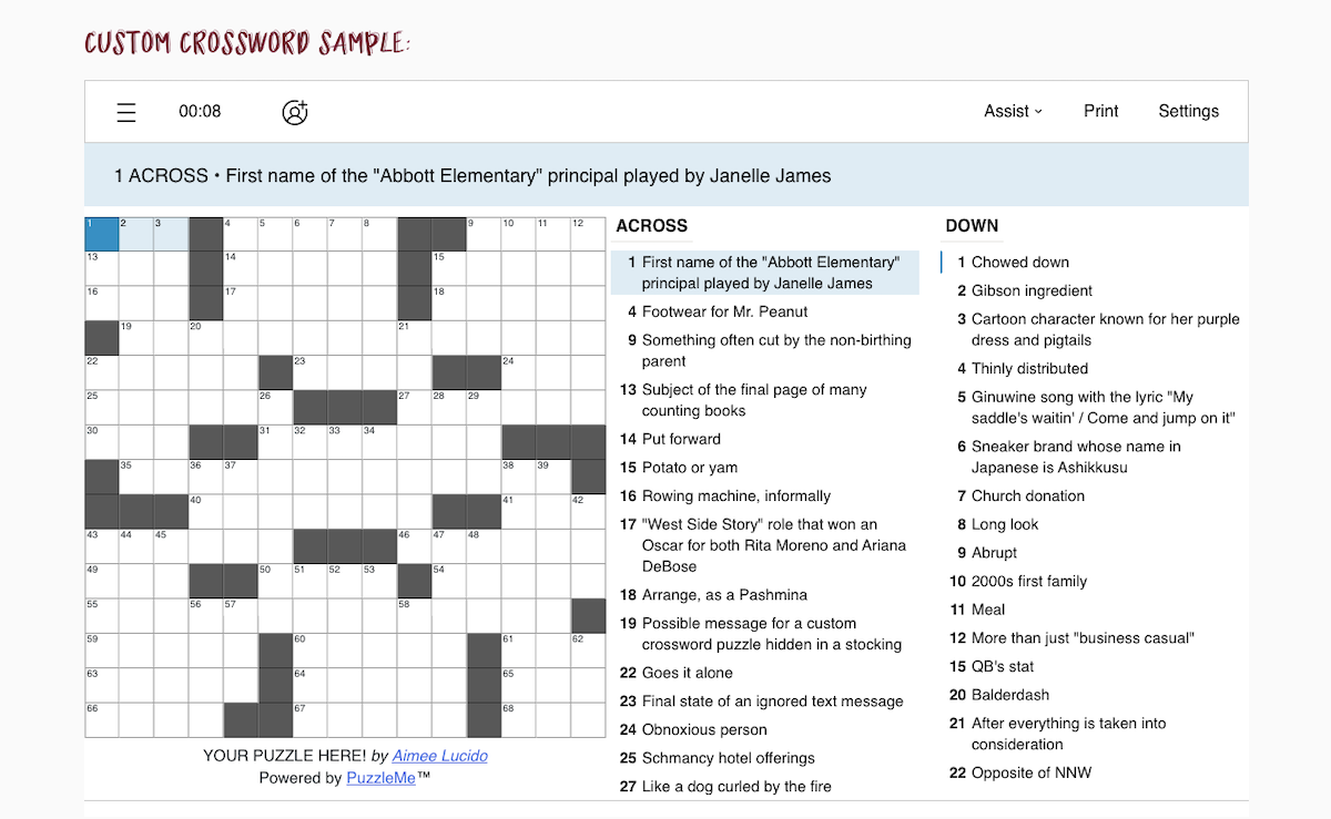 Crosswords Aimee Lucido