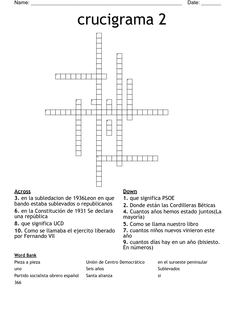 Crucigrama 2 Crossword WordMint