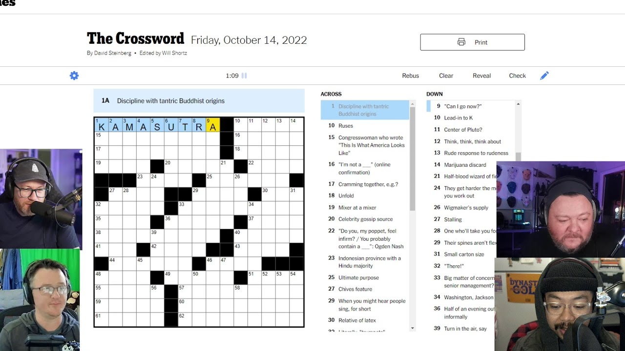 Cruciverbalists Solve The NYT Crossword Unprofessional Fridays 10 14 22 YouTube