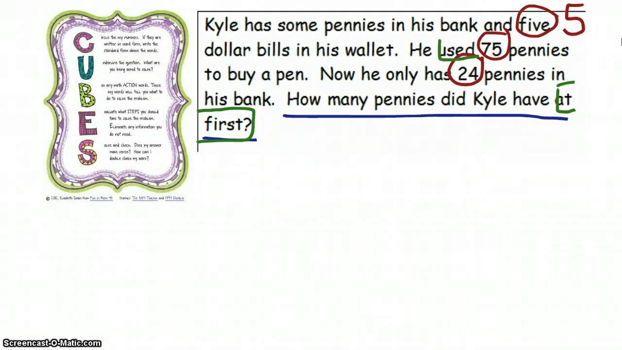 word problems - cubes strategy