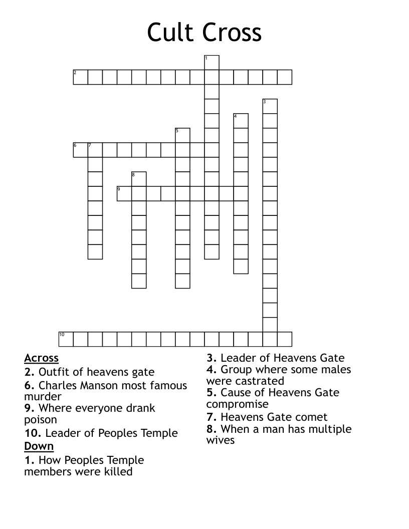 Cult Cross Crossword WordMint