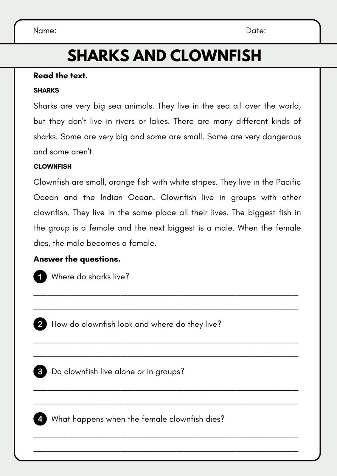 comprehension questions for 3rd grade