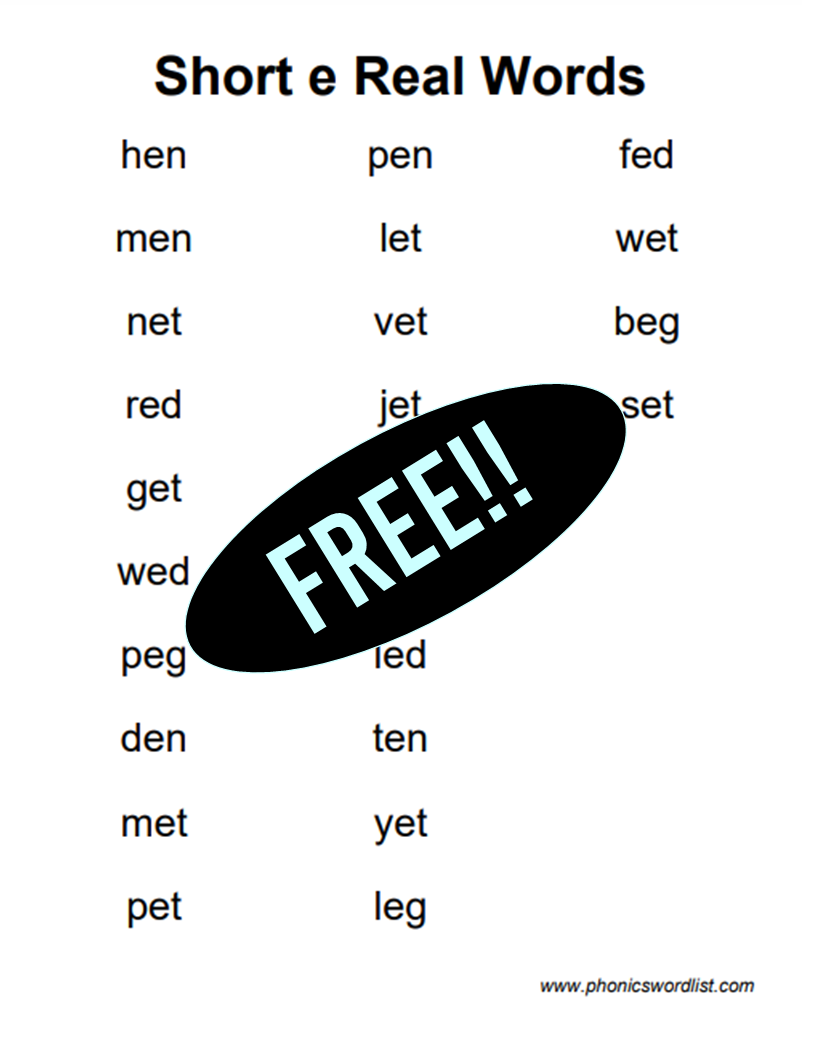 CVC Words Free Printable Lists Generator