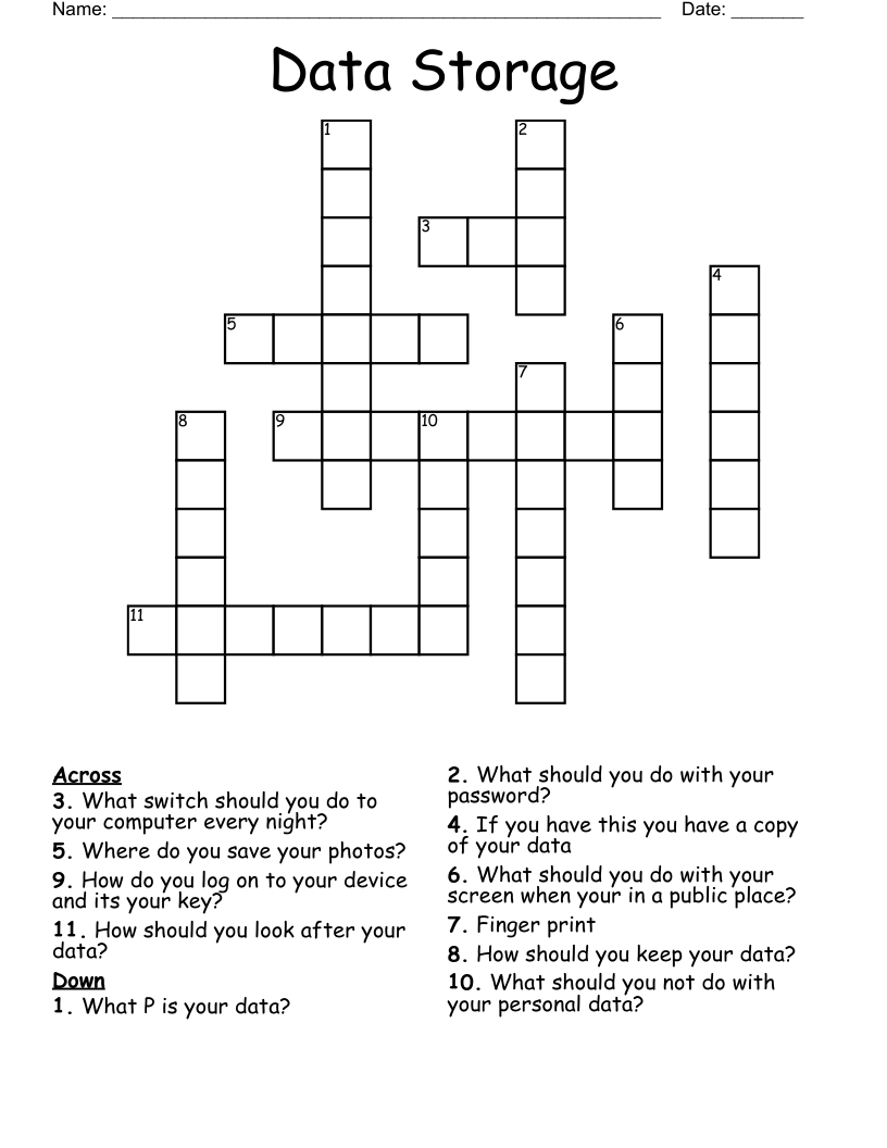 Data Storage Crossword WordMint