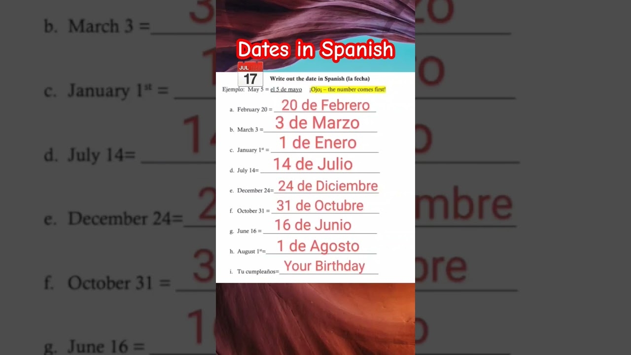 how to write a date in spanish