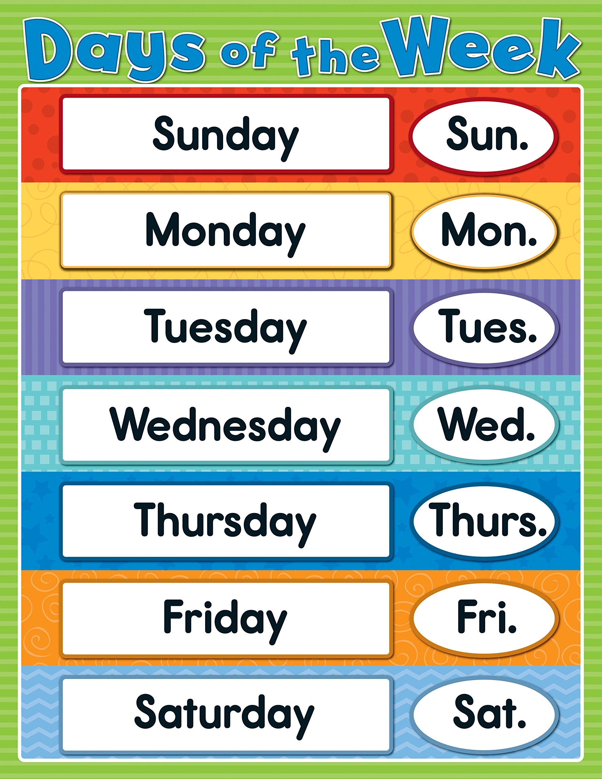 Days Of The Week Carson Dellosa Publishing Company Inc Amazon co uk Books