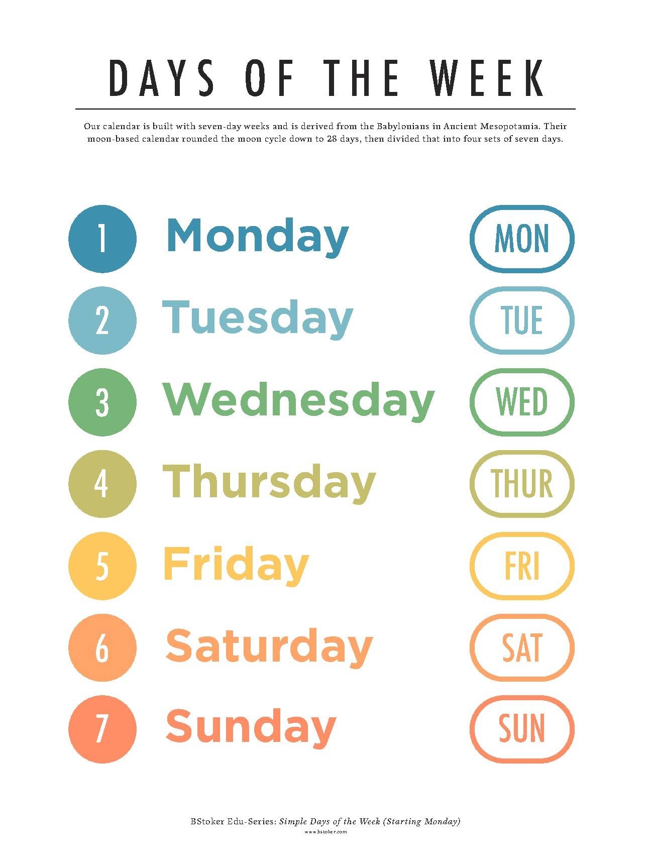 Days Of The Week Simple M S By BStoker TPT Days Of The Week Simple M S By BStoker TPT