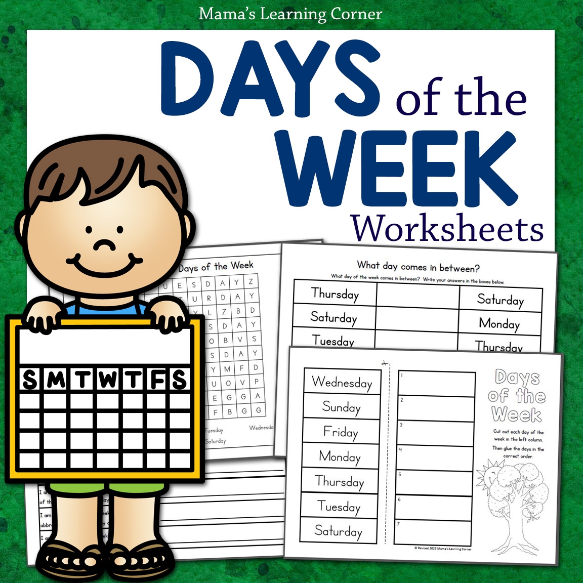 days of the week worksheet for kindergarten