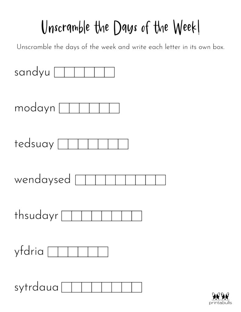 Days Of The Week Worksheets Printables 50 Free Pages Printabulls