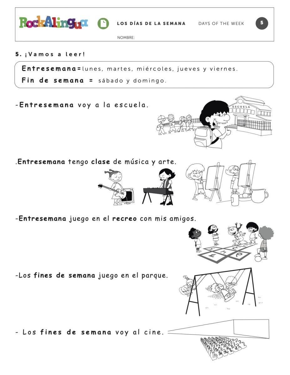 Days Week Worksheet For Kids