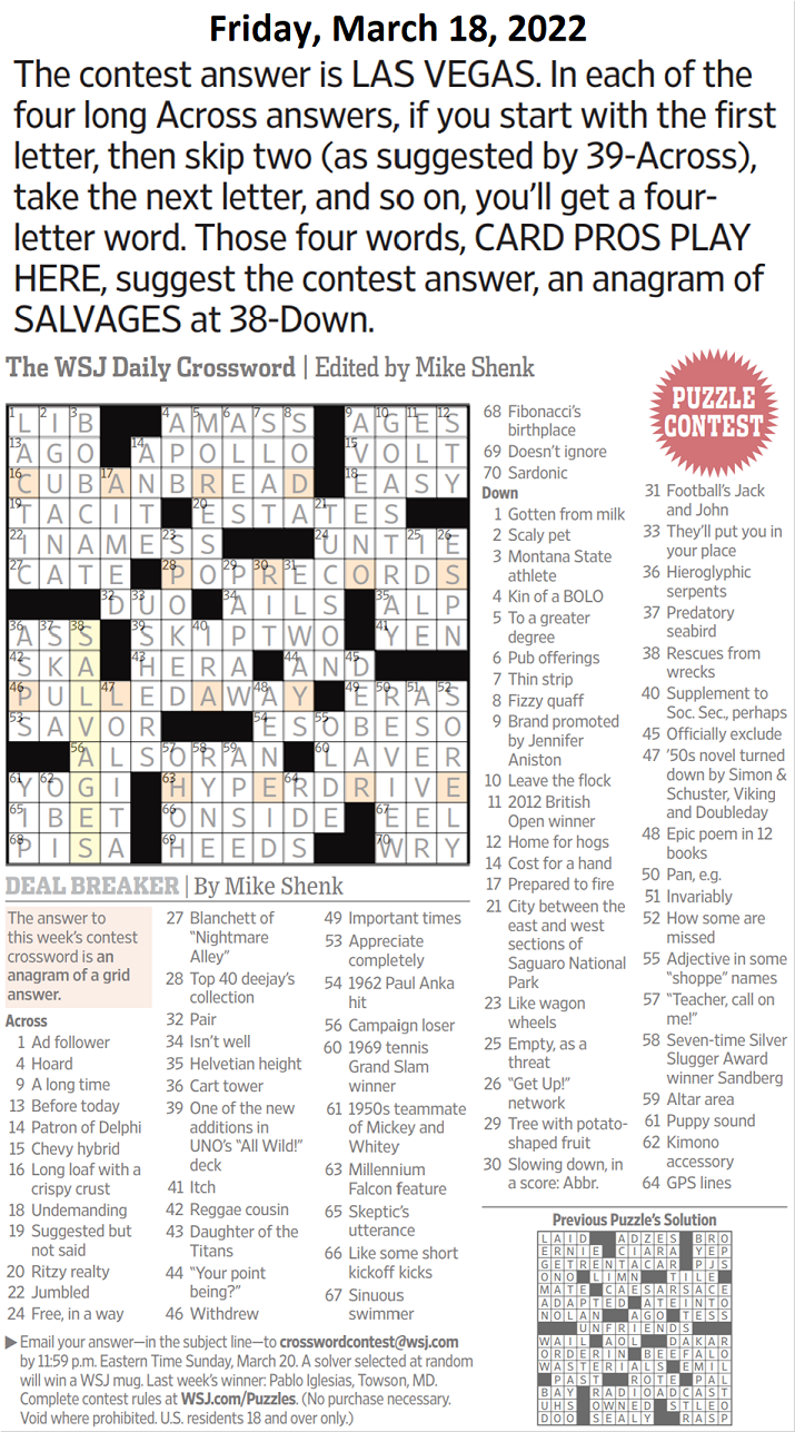 Deal Breaker March 18 2022 Page 15 XWord Muggles Forum