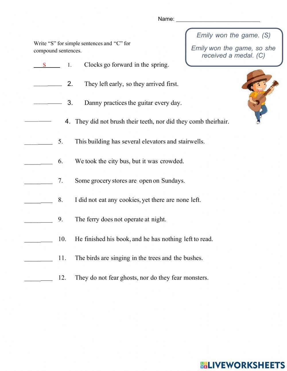 Dependent And Independent Clauses Simple And Compound Sentences Worksheets Library